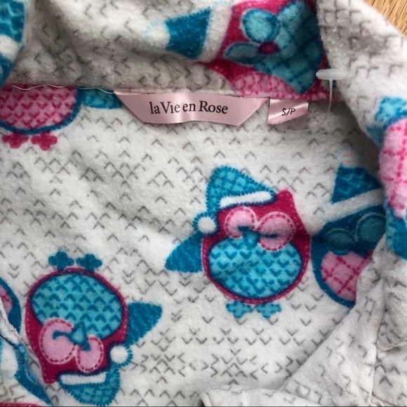 Owl print button down PJ top La Vie En Rose - Picture 6 of 8